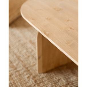 Table basse ovale en bois massif ton chêne moyen en différentes tailles
