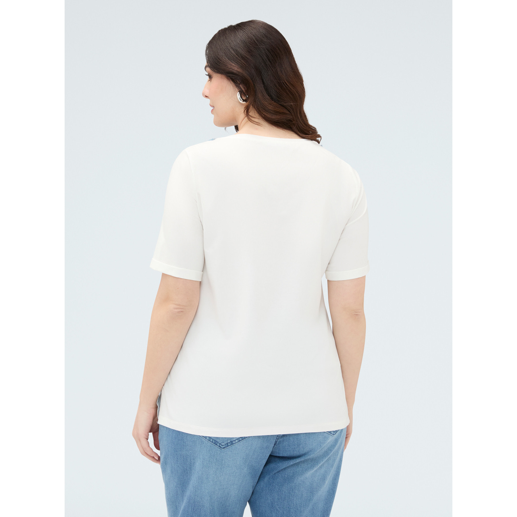 Fiorella Rubino - T-shirt in cotone con applicazione sullo scollo - Bianco