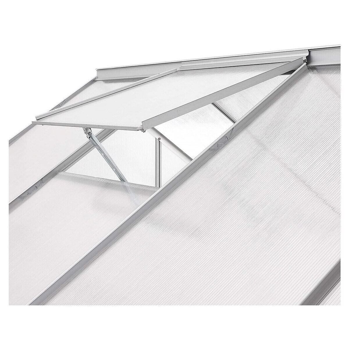 Serre jardin polycarbonate 370 x 190 x 195 cm "Basilic" - 7,03 m² - Gris
