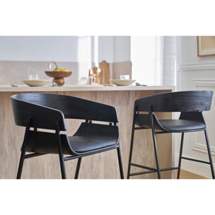 Tabourets de bar design noirs (lot de 2) WESS