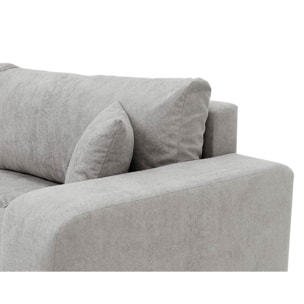 Nicole - Canapé droit 3 places convertible avec coffre en tissu - Gris clair