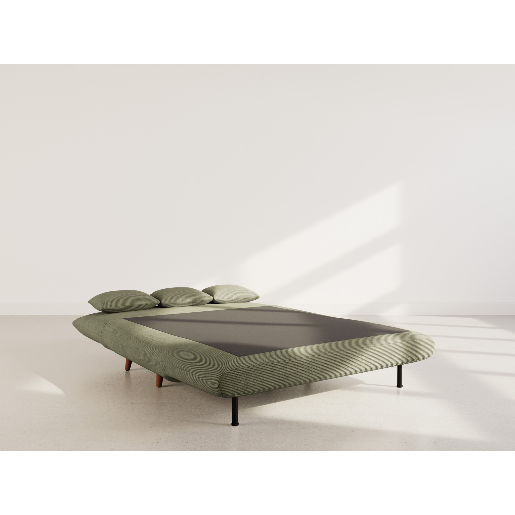 Lumi - Banquette convertible clic-clac 2 places en velours côtelé - Vert