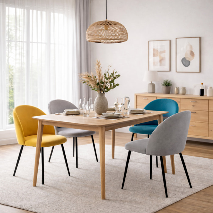 Lot de 4 chaises – Style scandinave – Assise confortable en velours