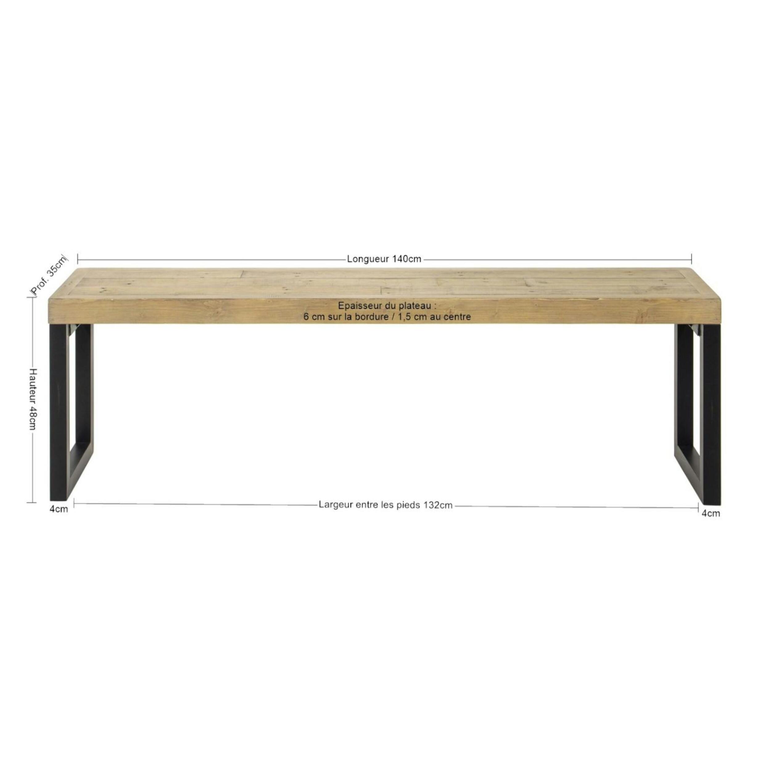 Banc de table en bois recyclé 140 cm AUCKLAND