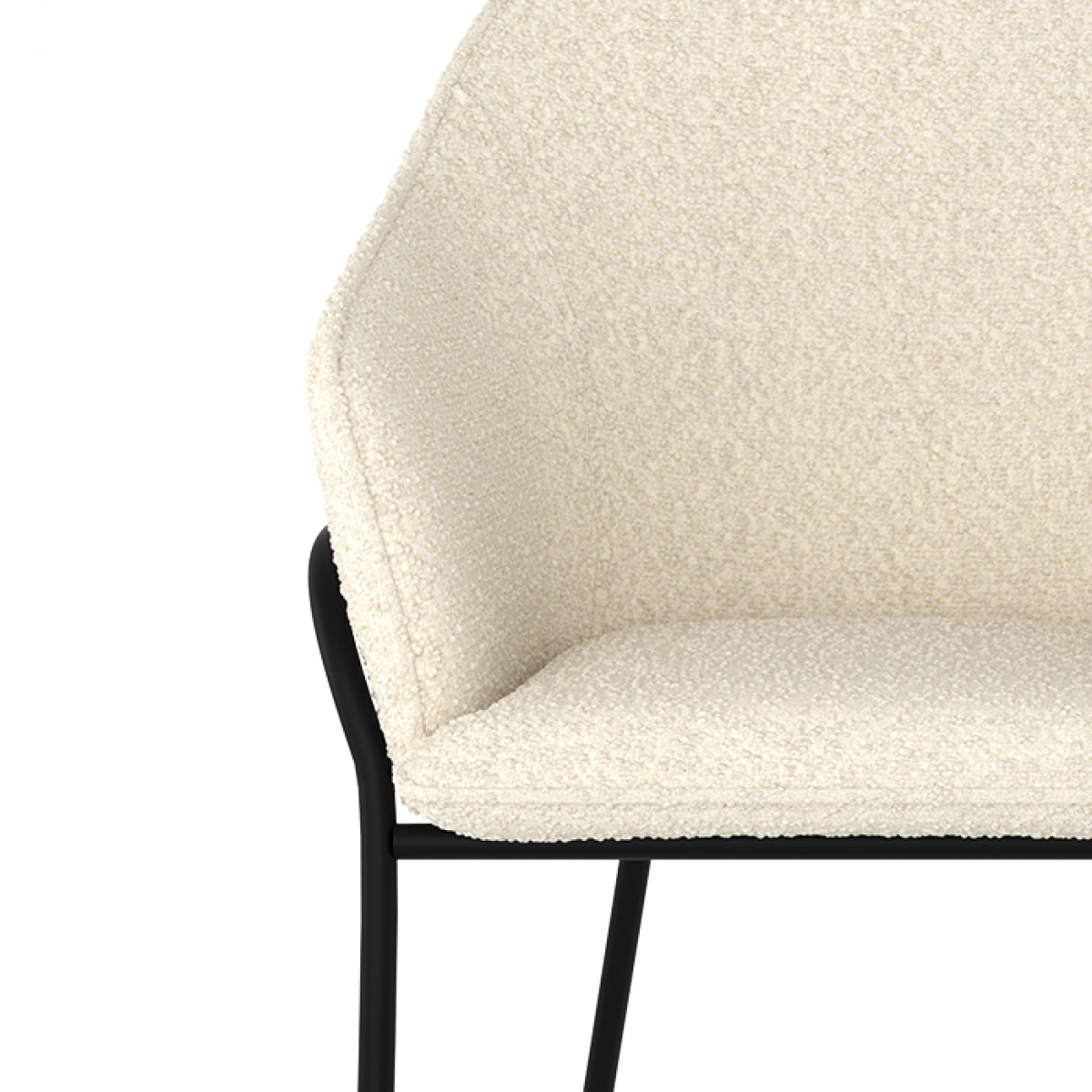 Chaise effet laine bouclette blanche et pieds en métal - Toscane