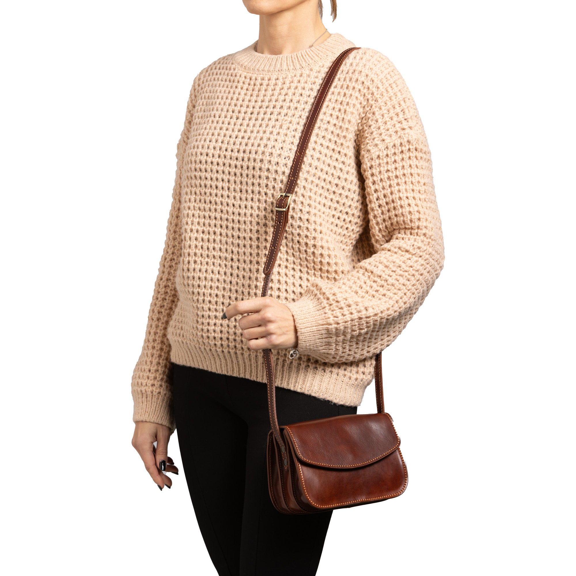 Borsa a tracolla  da donna In Vera pelle Made in Italy 19x13x9,5 cm