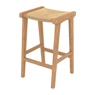 Tabouret pour îlot central Kuna 68 cm en teck et rotin