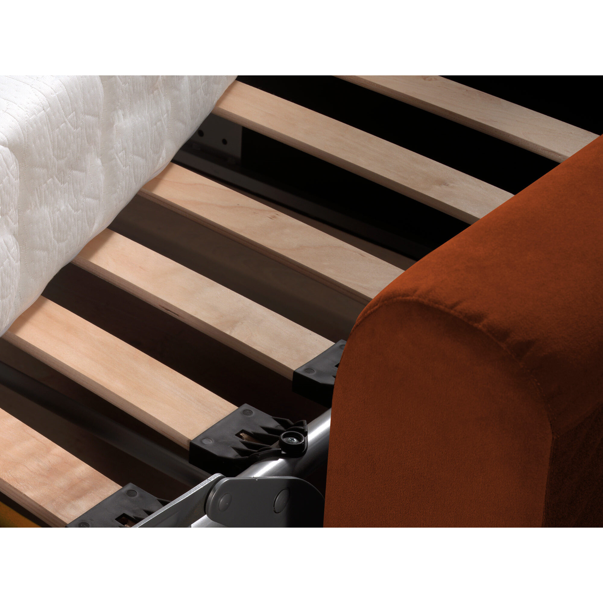 Owen - canapé lit 3 places convertible express couchage quotidien 140 cm matelas 12 cm en velours - Rouille