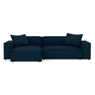 Atlas - Canapé d'angle réversible 4 places en velours texturé - Bleu