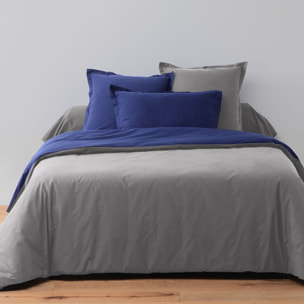 Parure Housse De Couette Bicolore 3pcs 100% coton 57fils Gfonce/bleumarine