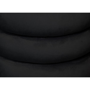 Pouf Poggiapiedi Rotondo Seduta In Velluto Velvet Creamy Nero