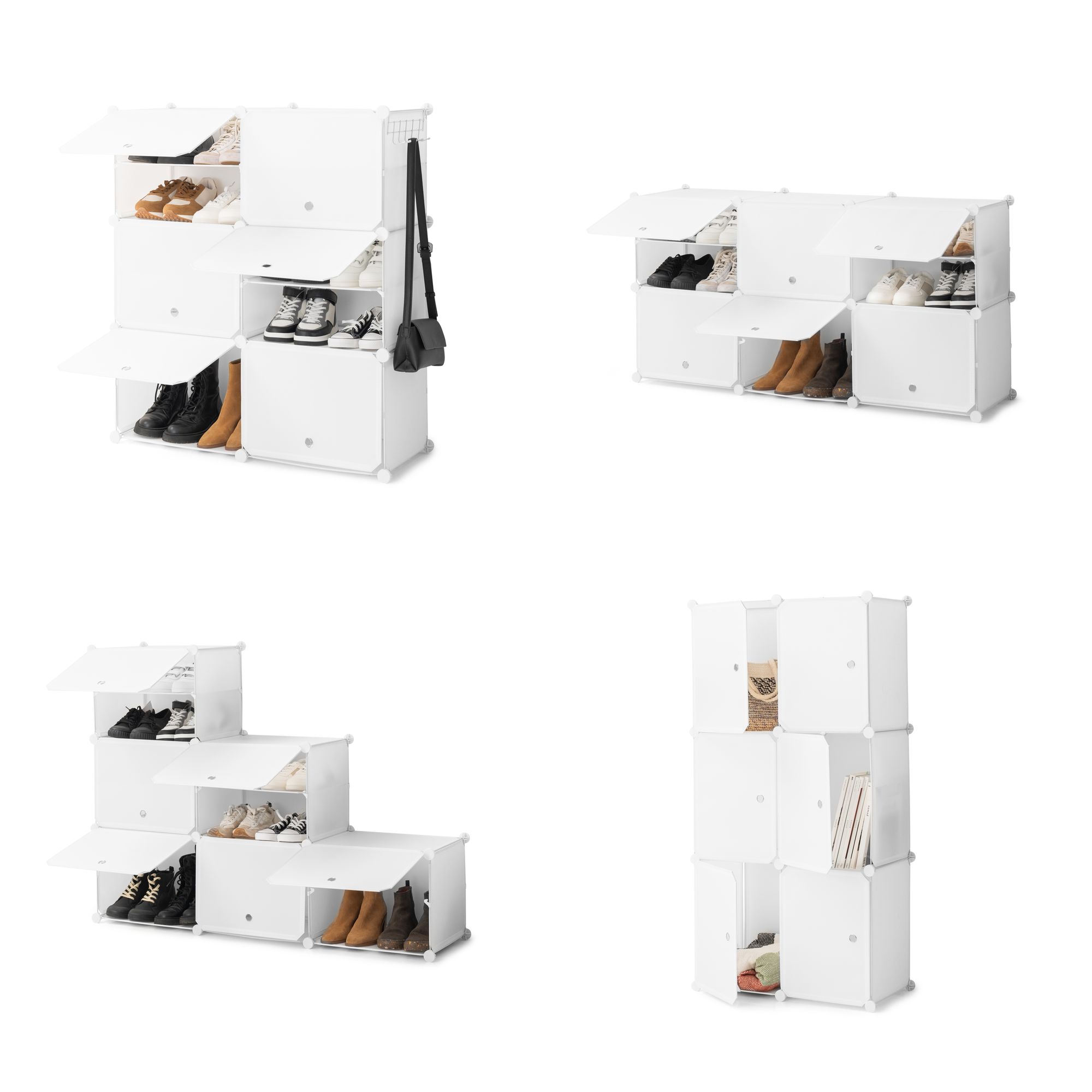 Scarpiera modulare portatile - 20 paia - bianco - 84x96x32 cm