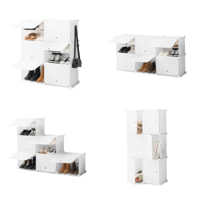Scarpiera modulare portatile - 20 paia - bianco - 84x96x32 cm