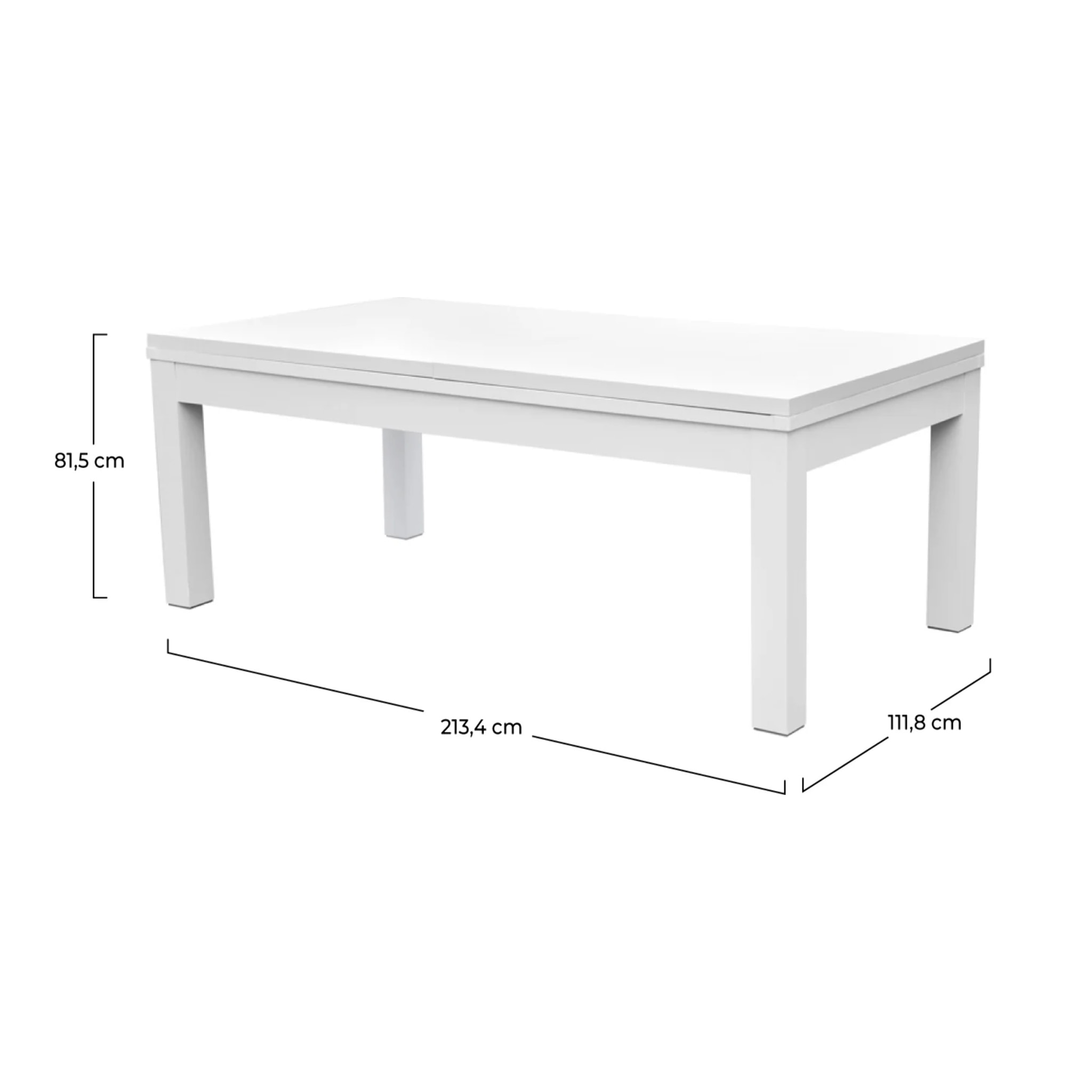 Table de billard convertible blanche tapis gris - Eddie