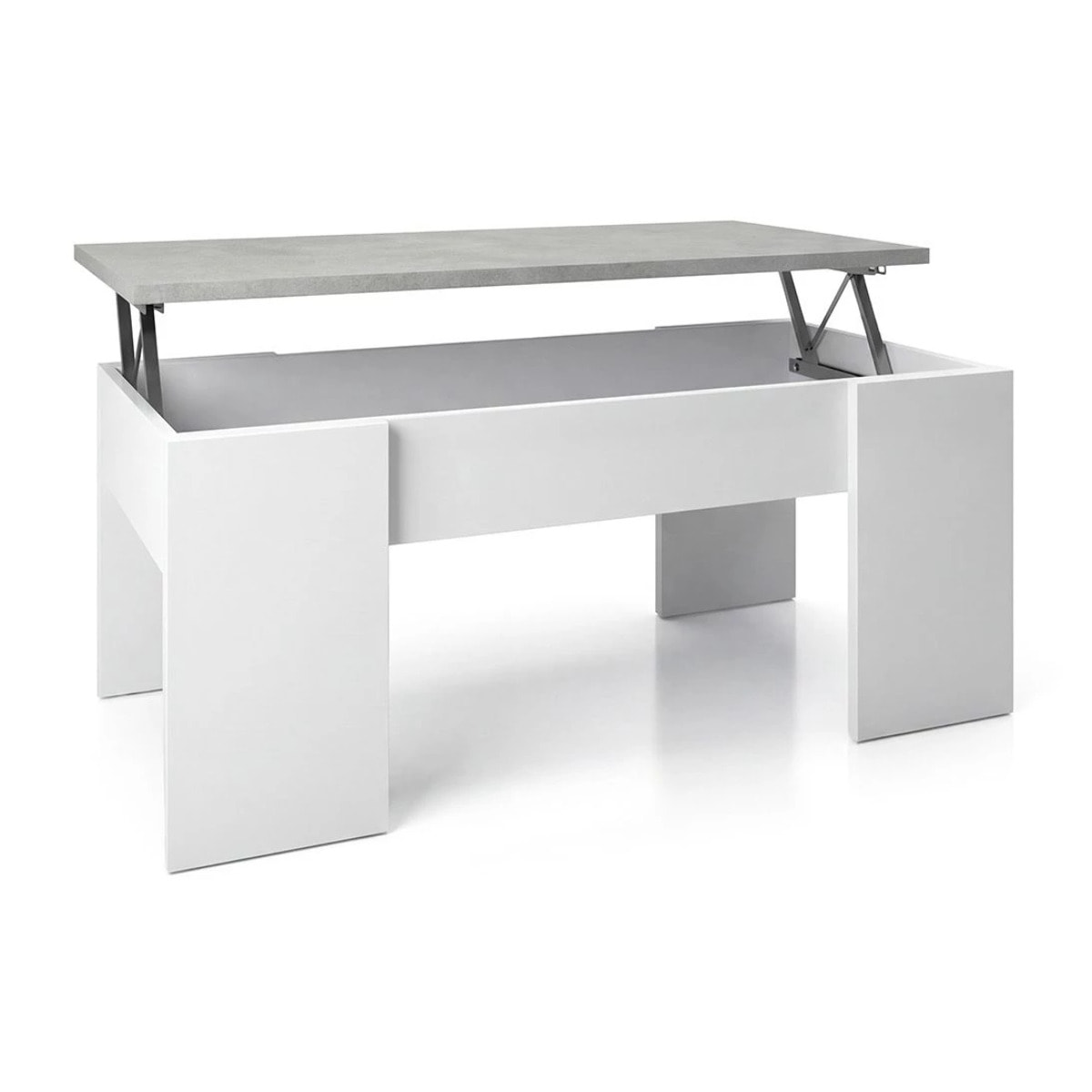 Mesa de centro elevable Vita Blanco Artik (Blanco Mate) - Gris Cemento