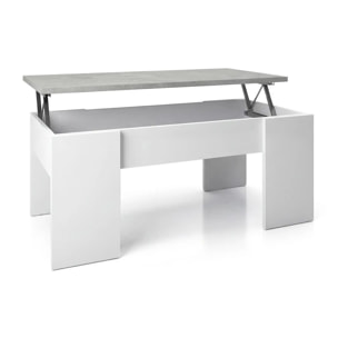 Mesa de centro elevable Vita Blanco Artik (Blanco Mate) - Gris Cemento