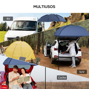 Toldo para Coche Toldo para Camping con Altura Ajustable y Bolsa de Transporte Impermeable Anti-UV para Picnic Playa 290x278x230-260 cm Azul Oscuro