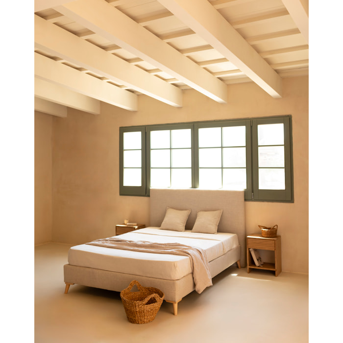 Lit rembourré en lin beige pour les matelas en différentes tailles