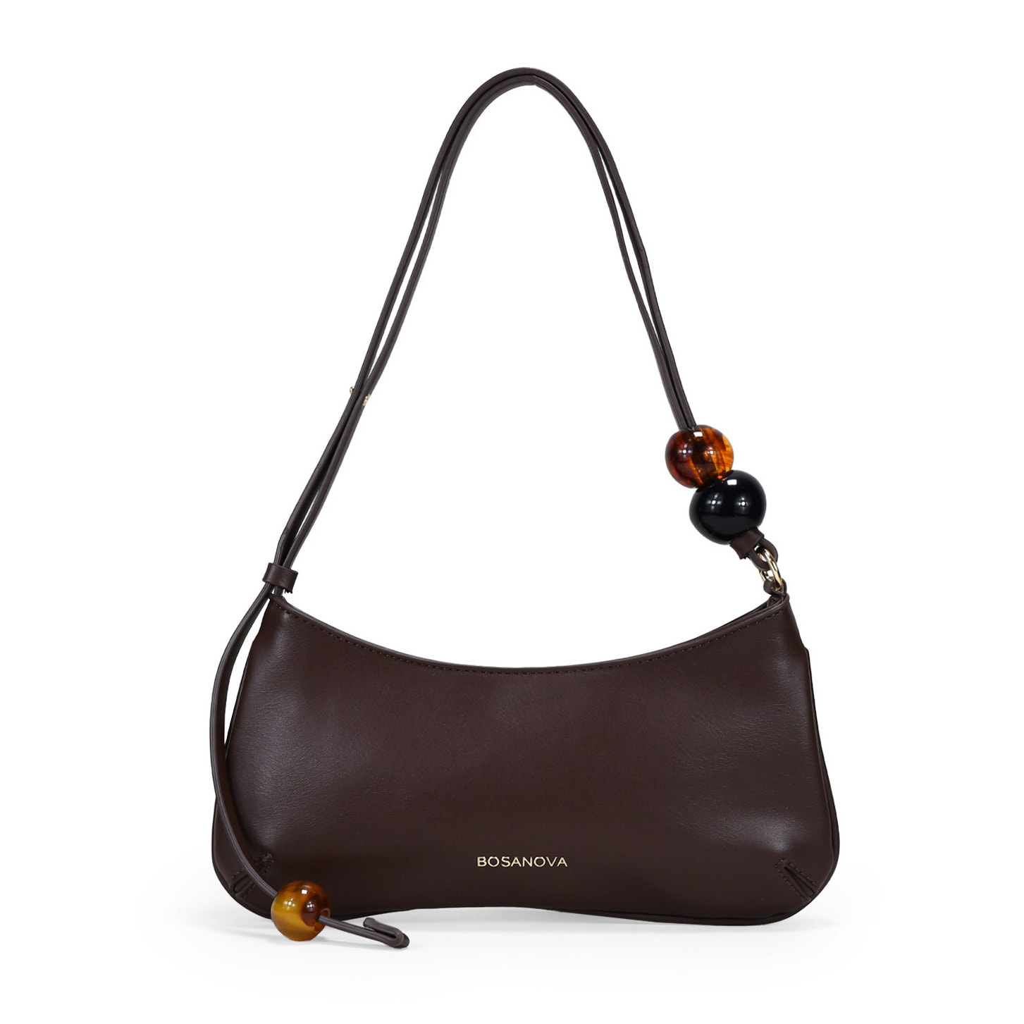 Bolso de hombro marrón con cuentas marmoladas