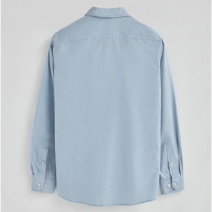 Camicia celeste in popeline slim fit con logo Rigby Go