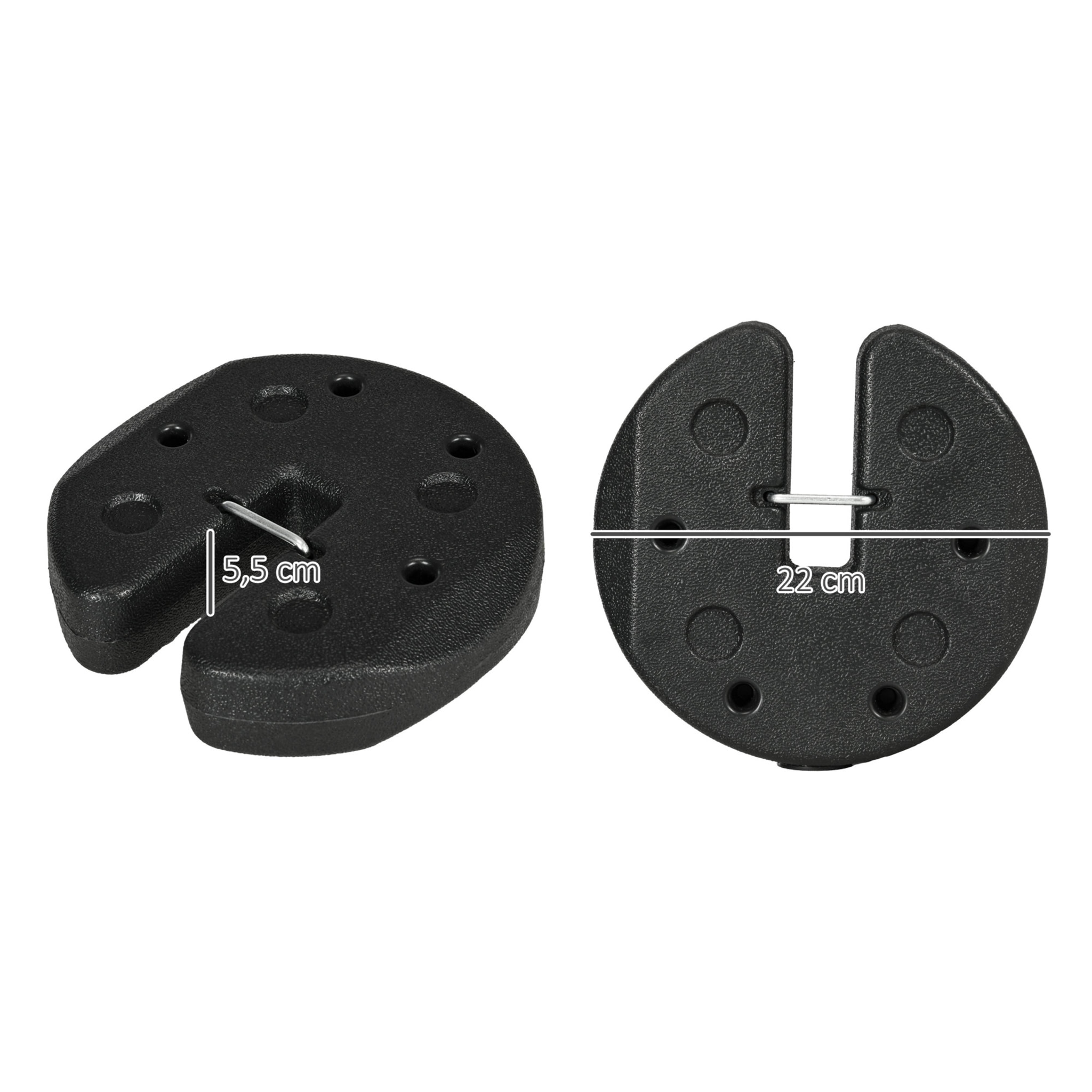 Pack de 4 Pesos para Carpas Plegables Pesos para Cenador Rellenados con Cemento Bases para Toldo Pérgola Ø22x5,5 cm Negro