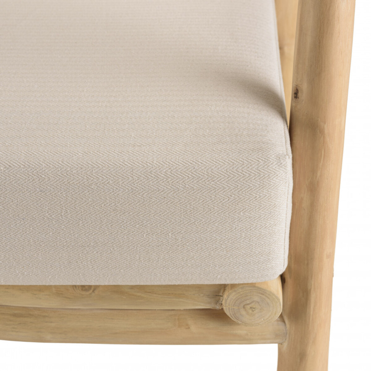 WILL - Fauteuil MADURA en branches de teck naturel coussins blancs