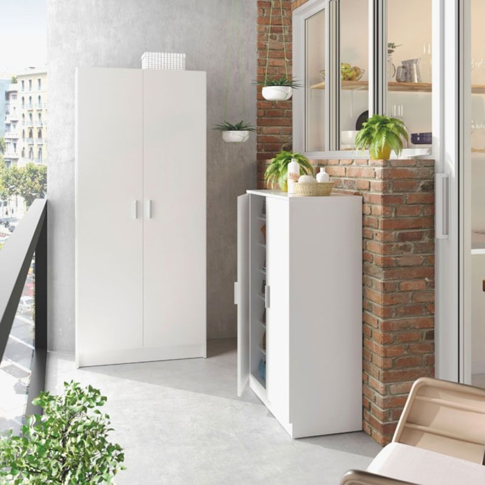 Armario de 2 puertas en blanco 73x180 cm Multiusos Blanco