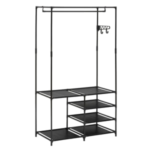 Portant à vêtements "Intissa" 4 niveaux en métal noir H160cm