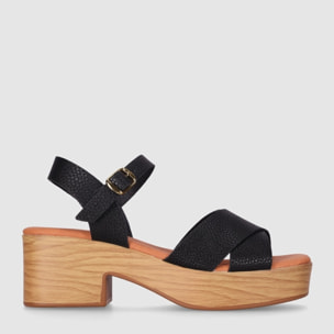 Sandalias de Piel - Negro - Tacón: 5 cm