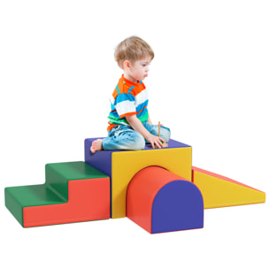 Juego de 4 Bloques de Espuma para Niños de 1-3 Años Figuras de Construcción Juguete para Aprendizaje Infantil Bloques Psicomotricidad Tapizados en PU 150x50x39 cm Multicolor
