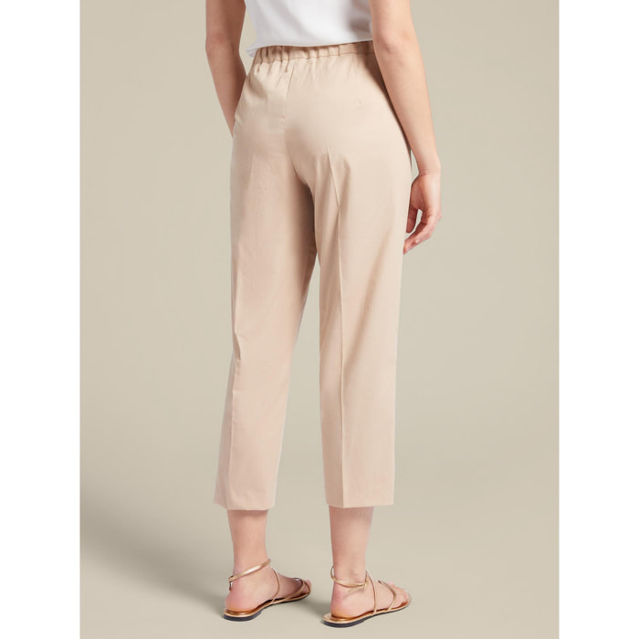 Elena Mirò - Pantalones capri de algodón elástico - Beige