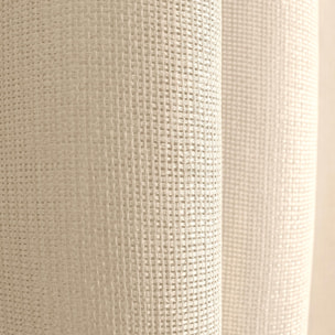 Voilage uni ajouré à œillets - Beige