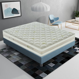 Materasso 100x200 in Memory Foam - 5 cm memory foam - Alto 25 cm - 9 Zone di Comfort - Rivestimento Aloe Vera