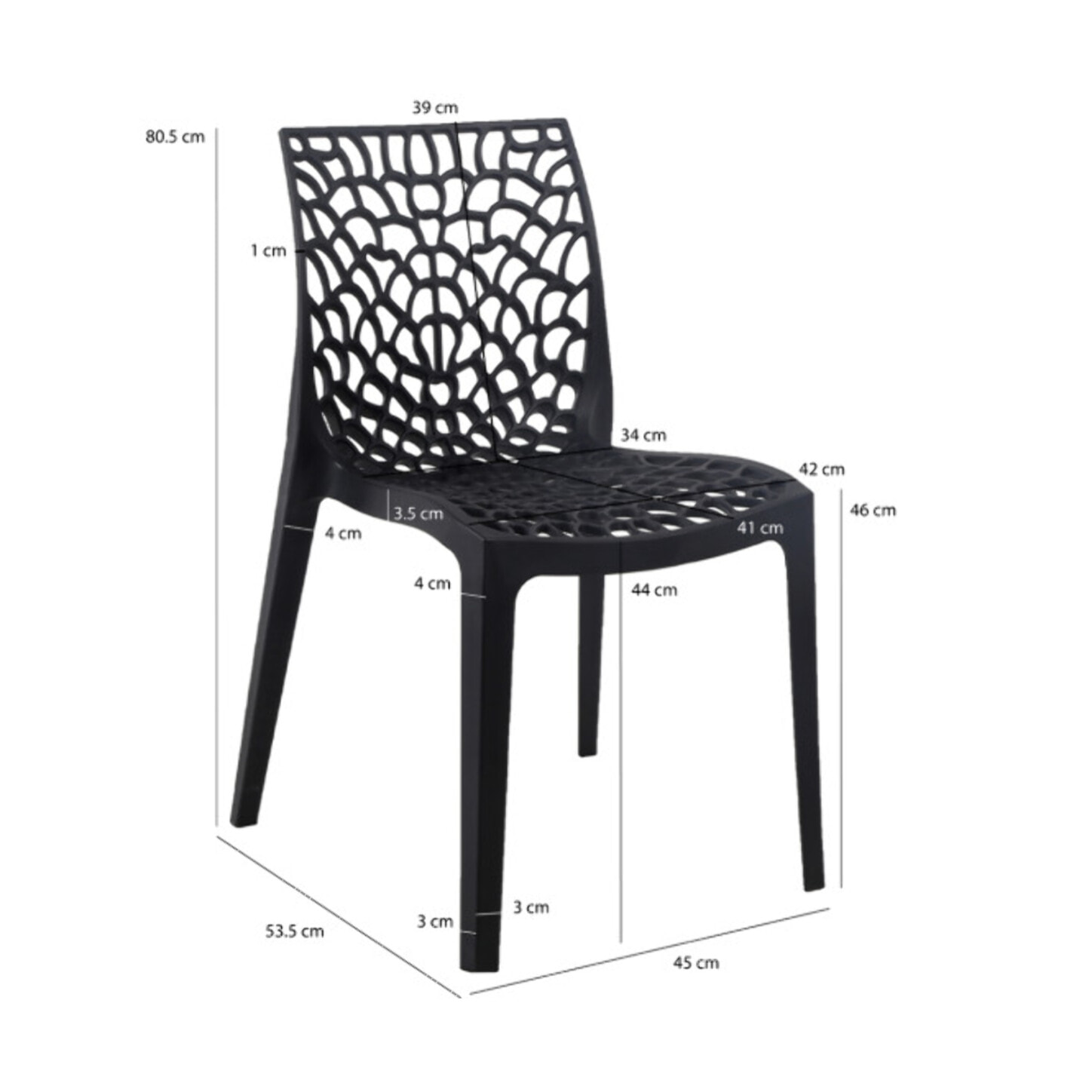 Chaise de repas ajourée et empilable - GRUYERE 2