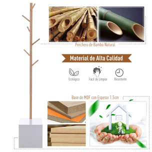 Perchero de Pie Tipo árbol de Bambú 40x30x180cm