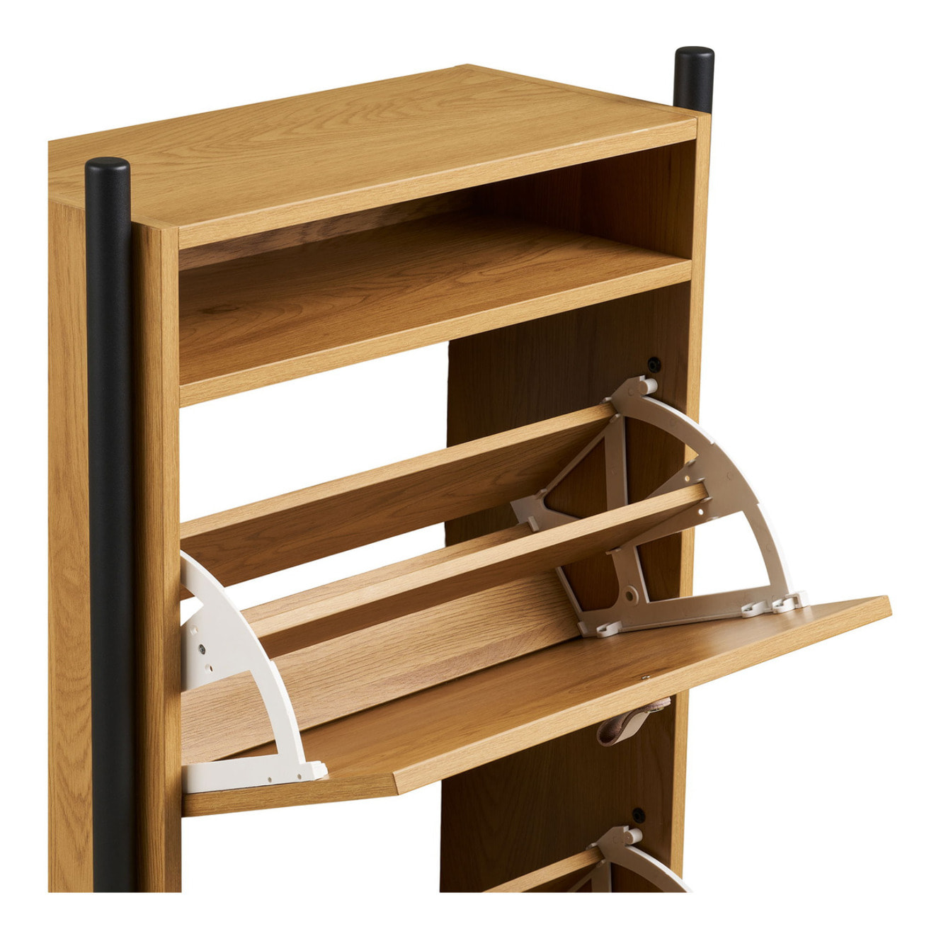 Scarpiera Barco in effetto rovere con struttura in acciaio 62x26x118 cm