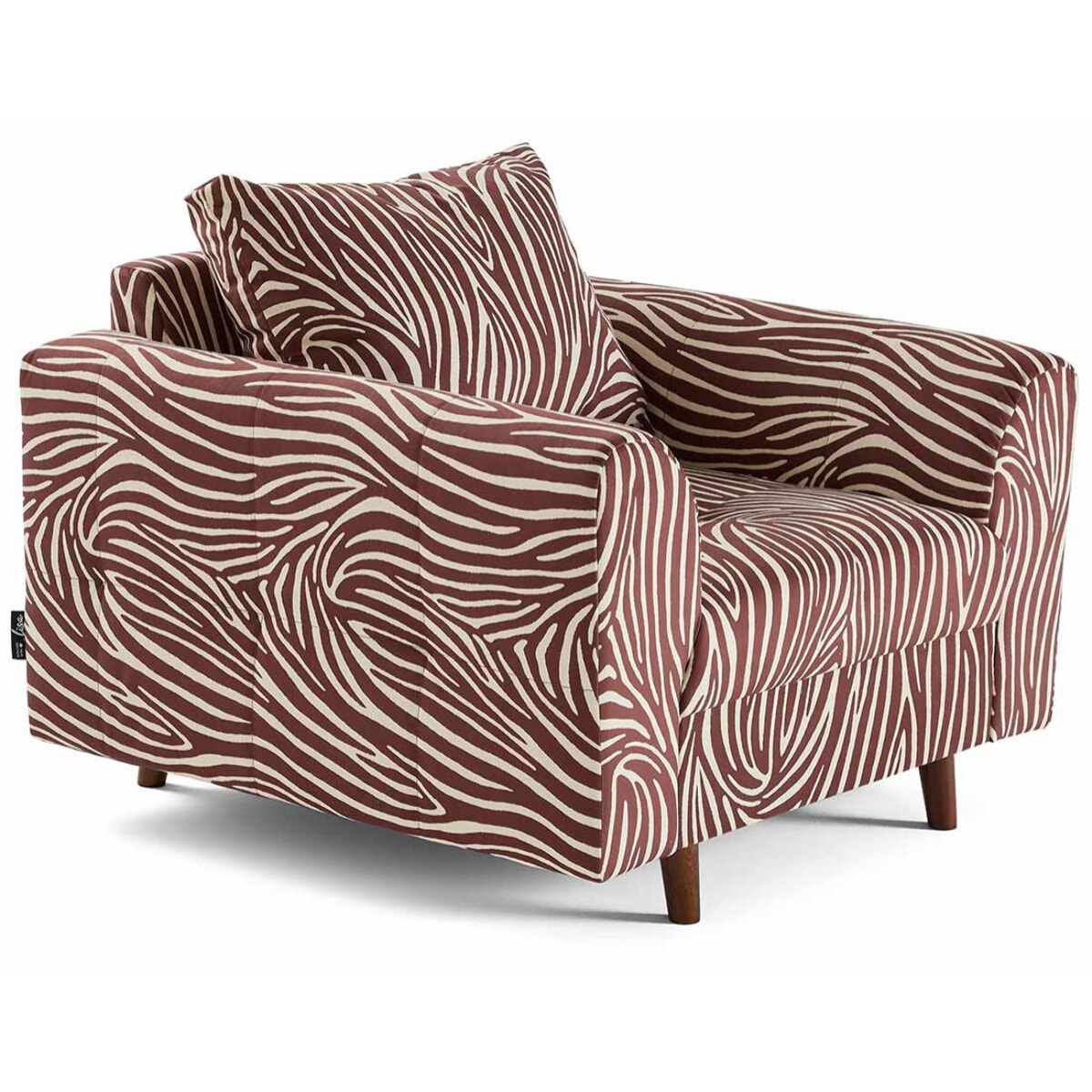Rune - fauteuil zèbre en velours - Marron / Blanc