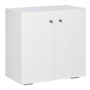 HOMCOM Aparador de Salón con 2 Puertas Armario Auxiliar con 2 Estantes para Libros Ropa Juguetes Estilo Moderno 70x39x70 cm Blanco