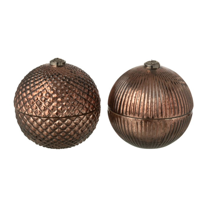 J-Line bougie parfumée Boule De Noël - verre - marron - large - 2 pcs