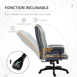 Fauteuil de bureau gamer ergonomique grand confort - 76L x 80l x 118-124H cm - gris