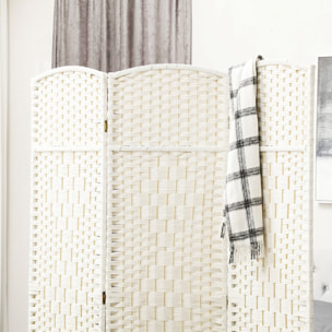 HOMCOM Biombo Plegable de 3 Paneles 135x180 cm Biombo Separador de Ambientes Pantalla de Privacidad de Polipropileno para Oficina Dormitorio Blanco