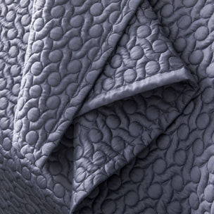 Couvre-lit matelassé uni en satin de coton bio, POESIE, Bleu