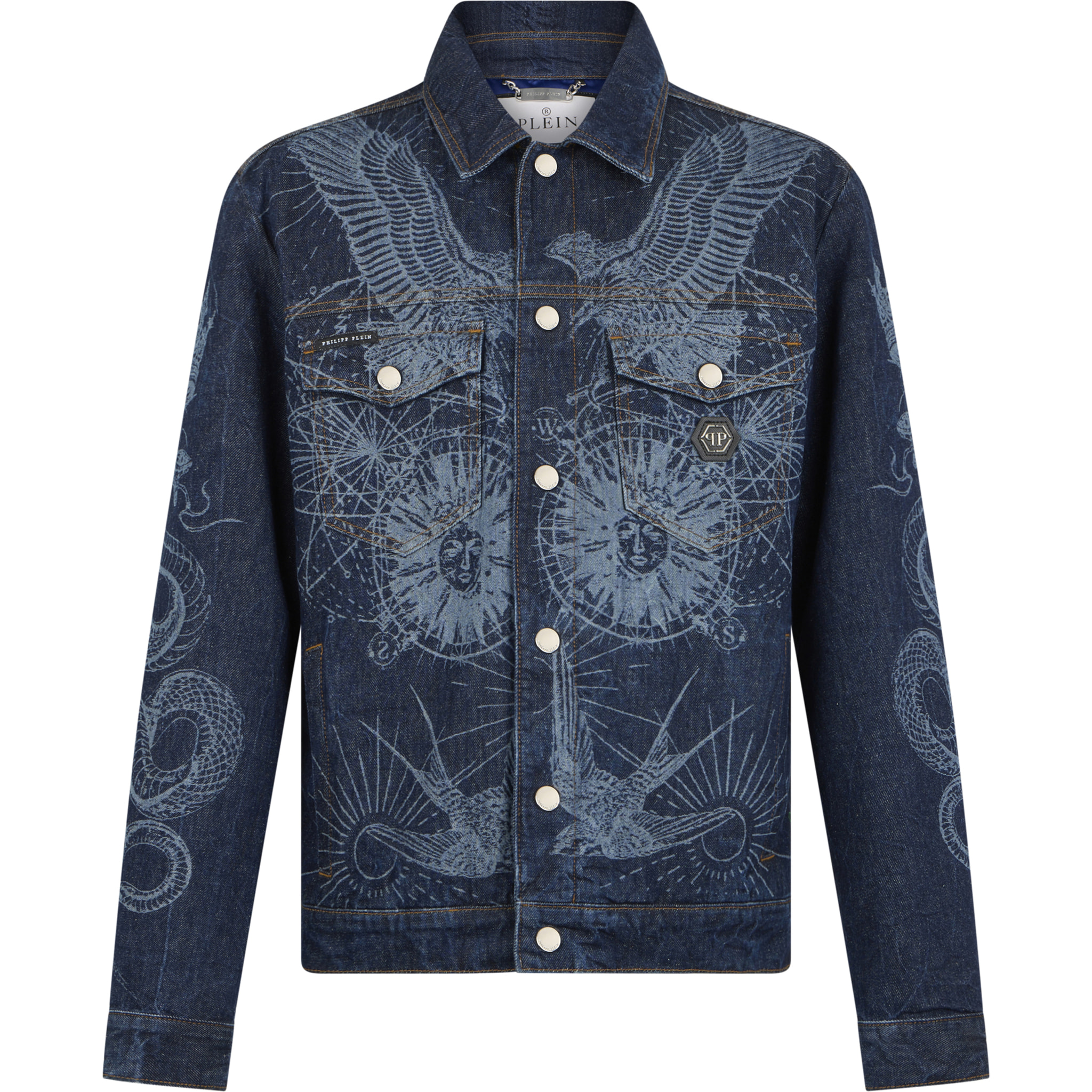 PHILIPP PLEIN Denim Trucker Jacket Jacquard Monogram