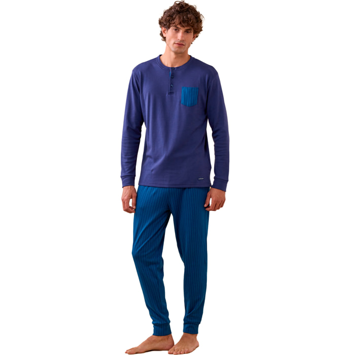 Pigiama uomo caldo cotone felpato articolo stripes. Noidinotte