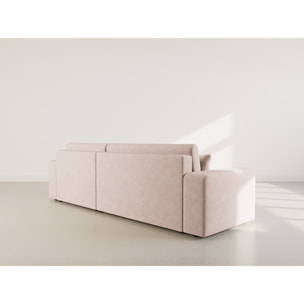 Nicole - Canapé d'angle réversible 5 places convertible avec coffre en tissu - Taupe