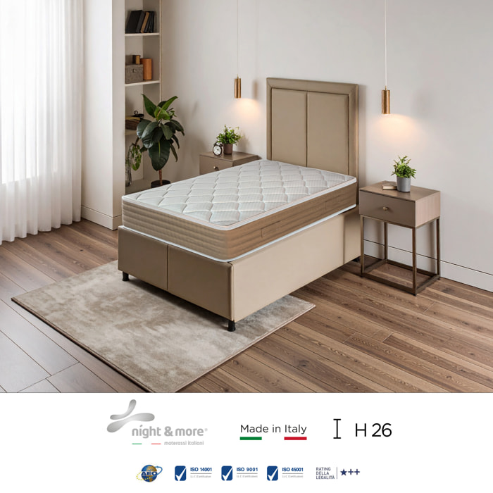 "Carmen" H26 cm 90x190 guanciale Hydrogel OMAGGIO a molle insacchettate indipendenti ,7 zone a portanza differenziata arrotolato