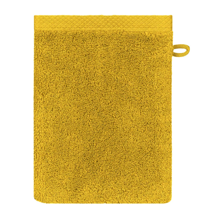Gant de toilette pur coton 550 g/m² uni orange Elea safran