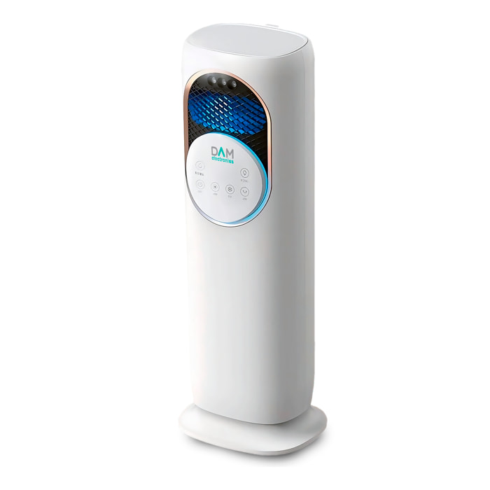 Climatizador multifunción sin aspas Q9, con calefacción y refrigeración. Con tanque de agua de 1,2L, pantalla táctil, luz esterilizadora y mando de control remoto.