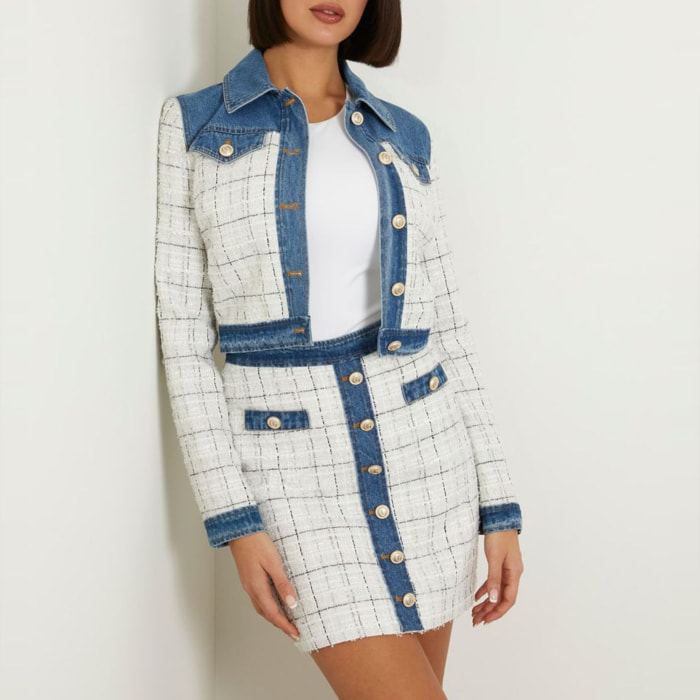Veste Natalie - carreaux - blanc et bleu