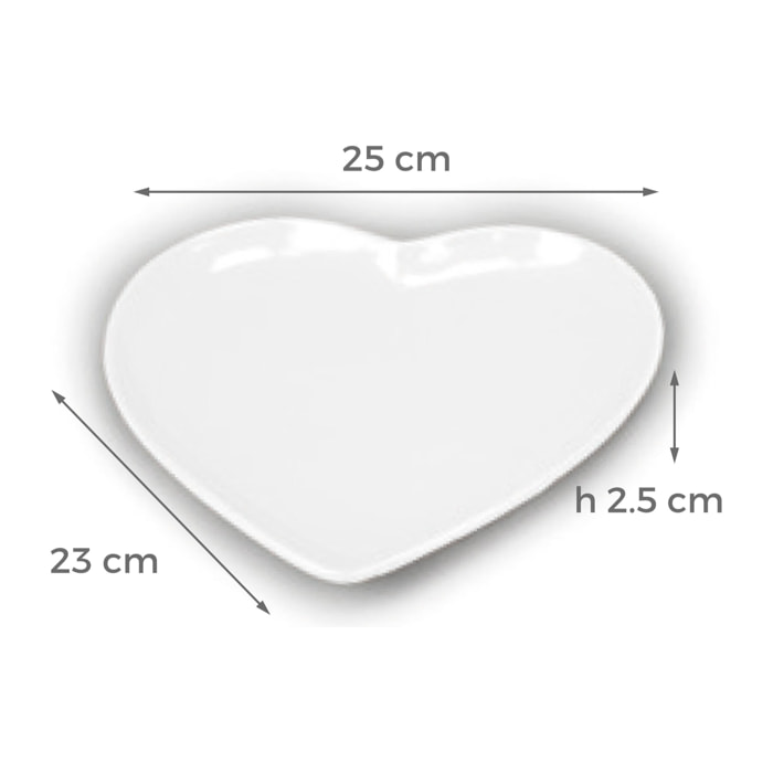 Set 6 Piatti Corazon A Forma Di Cuore Colore Bianco